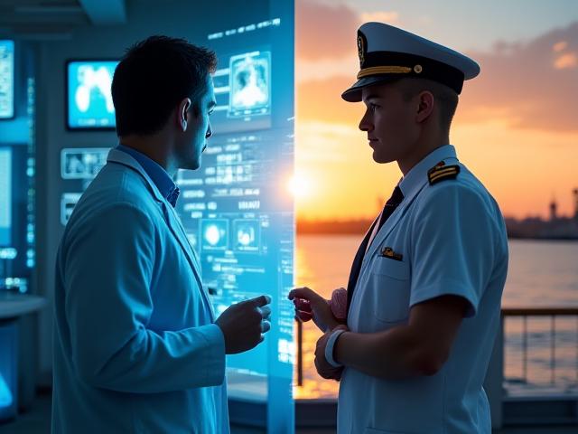 Healthcare professionals and maritime personnel in training